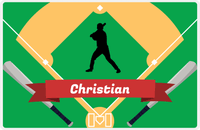 Thumbnail for Personalized Baseball Placemat XXXIX - Green Background - Silhouette VII -  View