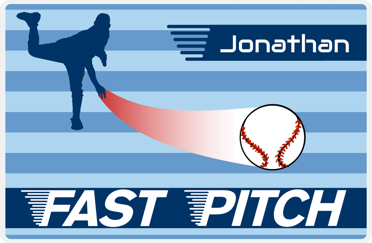 Personalized Baseball Placemat XL - Blue Background - Silhouette -  View