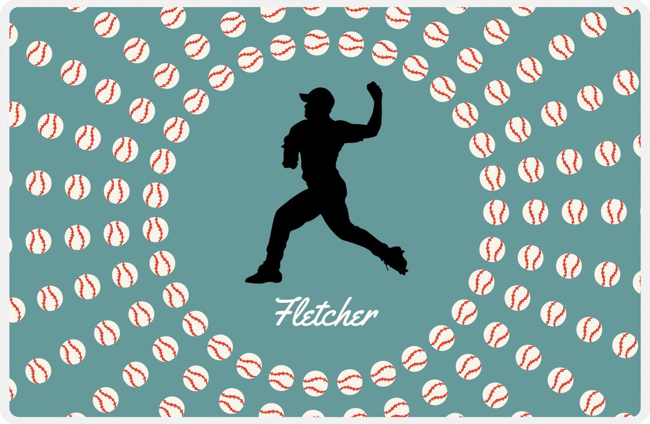 Personalized Baseball Placemat XLII - Patina Background - Silhouette II -  View