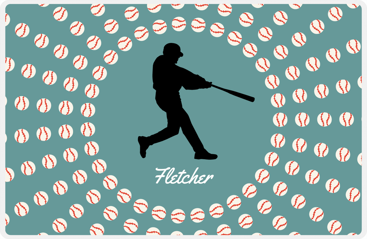 Personalized Baseball Placemat XLII - Patina Background - Silhouette VI -  View