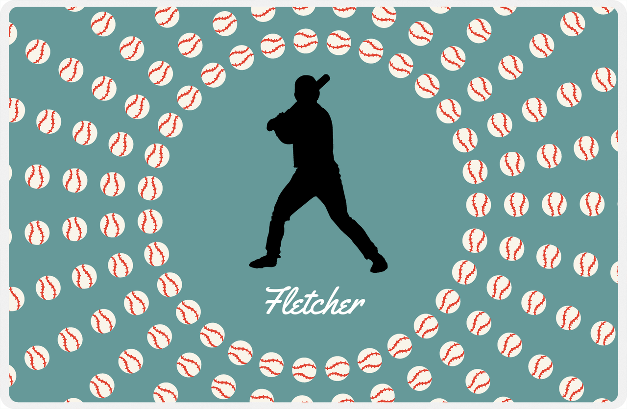 Personalized Baseball Placemat XLII - Patina Background - Silhouette VII -  View