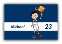 Thumbnail for Personalized Basketball Canvas Wrap & Photo Print I - Blue Background - Black Hair Boy - Front View