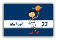 Thumbnail for Personalized Basketball Canvas Wrap & Photo Print I - Blue Background - Asian Boy - Front View