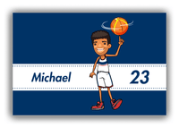 Thumbnail for Personalized Basketball Canvas Wrap & Photo Print I - Blue Background - Black Boy II - Front View