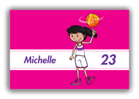Thumbnail for Personalized Basketball Canvas Wrap & Photo Print II - Pink Background - Black Hair Girl - Front View