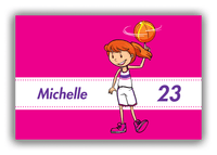 Thumbnail for Personalized Basketball Canvas Wrap & Photo Print II - Pink Background - Redhead Girl - Front View