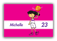 Thumbnail for Personalized Basketball Canvas Wrap & Photo Print II - Pink Background - Asian Girl - Front View
