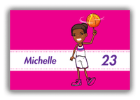 Thumbnail for Personalized Basketball Canvas Wrap & Photo Print II - Pink Background - Black Girl I - Front View