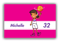 Thumbnail for Personalized Basketball Canvas Wrap & Photo Print II - Pink Background - Black Girl II - Front View