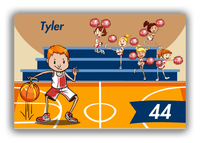 Thumbnail for Personalized Basketball Canvas Wrap & Photo Print III - Brown Background - Redhead Boy - Front View