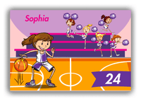 Thumbnail for Personalized Basketball Canvas Wrap & Photo Print IV - Pink Background - Brunette Girl - Front View