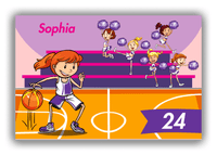 Thumbnail for Personalized Basketball Canvas Wrap & Photo Print IV - Pink Background - Redhead Girl - Front View