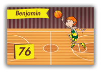 Thumbnail for Personalized Basketball Canvas Wrap & Photo Print V - Brown Background - Redhead Boy - Front View