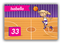 Thumbnail for Personalized Basketball Canvas Wrap & Photo Print VI - Purple Background - Blonde Girl - Front View