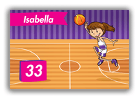 Thumbnail for Personalized Basketball Canvas Wrap & Photo Print VI - Purple Background - Brunette Girl - Front View