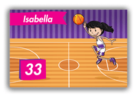Thumbnail for Personalized Basketball Canvas Wrap & Photo Print VI - Purple Background - Black Hair Girl - Front View