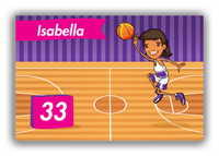 Thumbnail for Personalized Basketball Canvas Wrap & Photo Print VI - Purple Background - Black Girl II - Front View