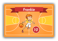 Thumbnail for Personalized Basketball Canvas Wrap & Photo Print VII - Orange Background - Redhead Boy - Front View