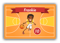 Thumbnail for Personalized Basketball Canvas Wrap & Photo Print VII - Orange Background - Black Boy I - Front View