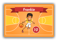 Thumbnail for Personalized Basketball Canvas Wrap & Photo Print VII - Orange Background - Black Boy II - Front View