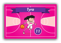 Thumbnail for Personalized Basketball Canvas Wrap & Photo Print VIII - Pink Background - Black Hair Girl - Front View