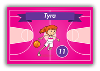 Thumbnail for Personalized Basketball Canvas Wrap & Photo Print VIII - Pink Background - Redhead Girl - Front View