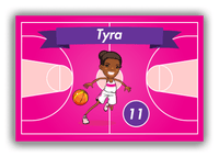 Thumbnail for Personalized Basketball Canvas Wrap & Photo Print VIII - Pink Background - Black Girl I - Front View