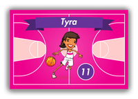 Thumbnail for Personalized Basketball Canvas Wrap & Photo Print VIII - Pink Background - Black Girl II - Front View