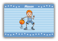 Thumbnail for Personalized Basketball Canvas Wrap & Photo Print IX - Blue Background - Redhead Boy - Front View