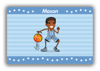 Thumbnail for Personalized Basketball Canvas Wrap & Photo Print IX - Blue Background - Black Boy I - Front View