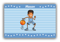 Thumbnail for Personalized Basketball Canvas Wrap & Photo Print IX - Blue Background - Black Boy II - Front View