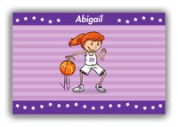 Thumbnail for Personalized Basketball Canvas Wrap & Photo Print X - Purple Background - Redhead Girl - Front View