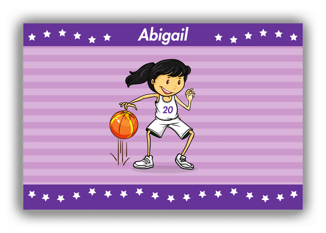 Personalized Basketball Canvas Wrap & Photo Print X - Purple Background - Asian Girl - Front View