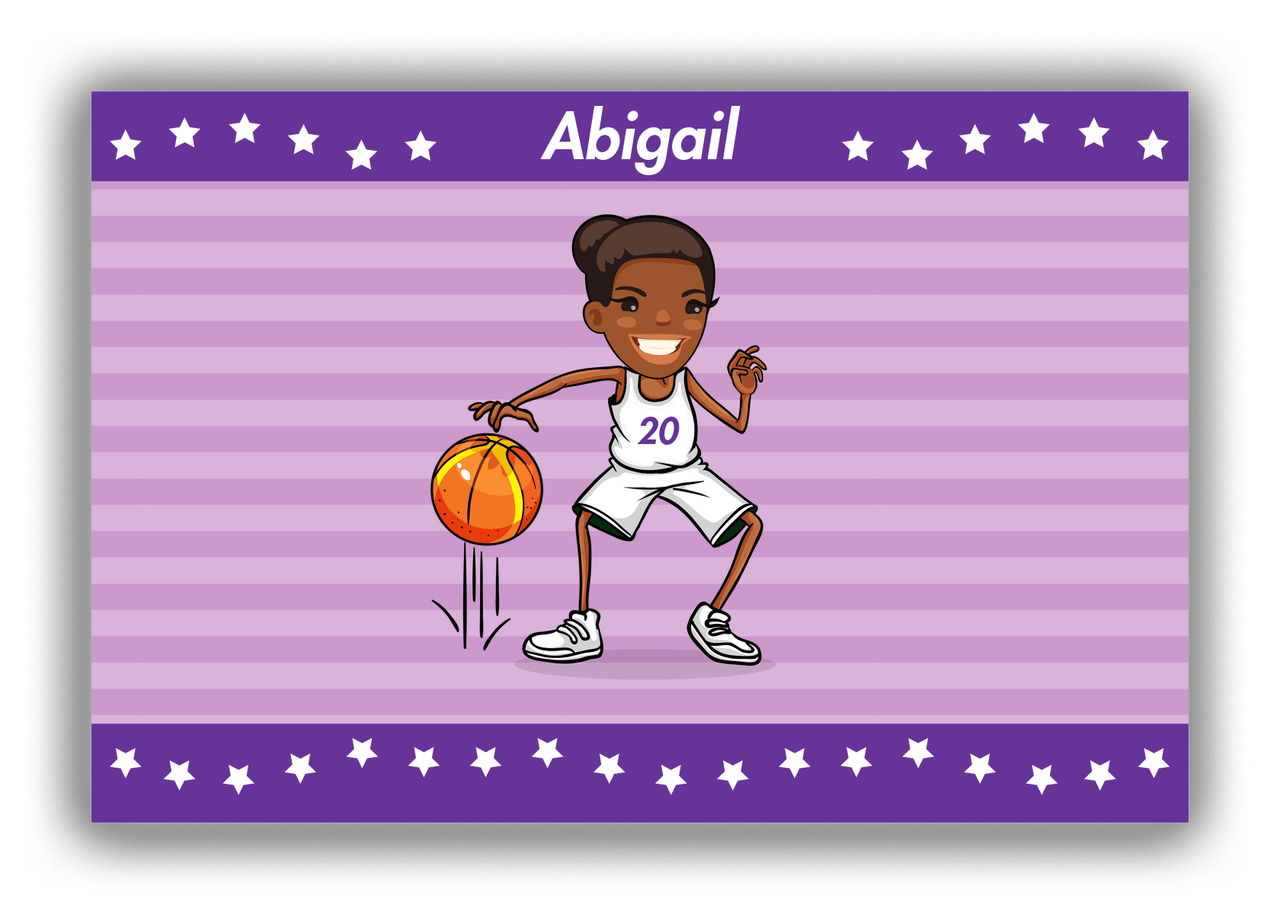 Personalized Basketball Canvas Wrap & Photo Print X - Purple Background - Black Girl I - Front View