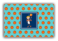 Thumbnail for Personalized Basketball Canvas Wrap & Photo Print XI - Teal Background - Blond Boy - Front View