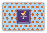 Thumbnail for Personalized Basketball Canvas Wrap & Photo Print XII - Blue Background - Blonde Girl - Front View