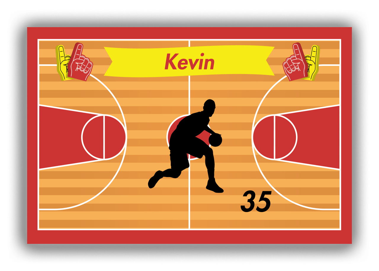 Personalized Basketball Canvas Wrap & Photo Print XIII - Red Background - Silhouette V - Front View
