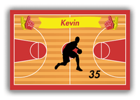 Thumbnail for Personalized Basketball Canvas Wrap & Photo Print XIII - Red Background - Silhouette V - Front View
