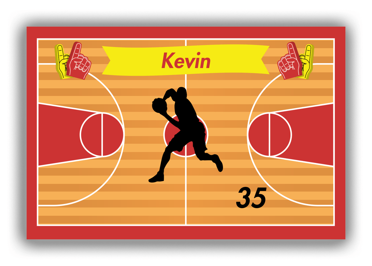 Personalized Basketball Canvas Wrap & Photo Print XIII - Red Background - Silhouette VI - Front View