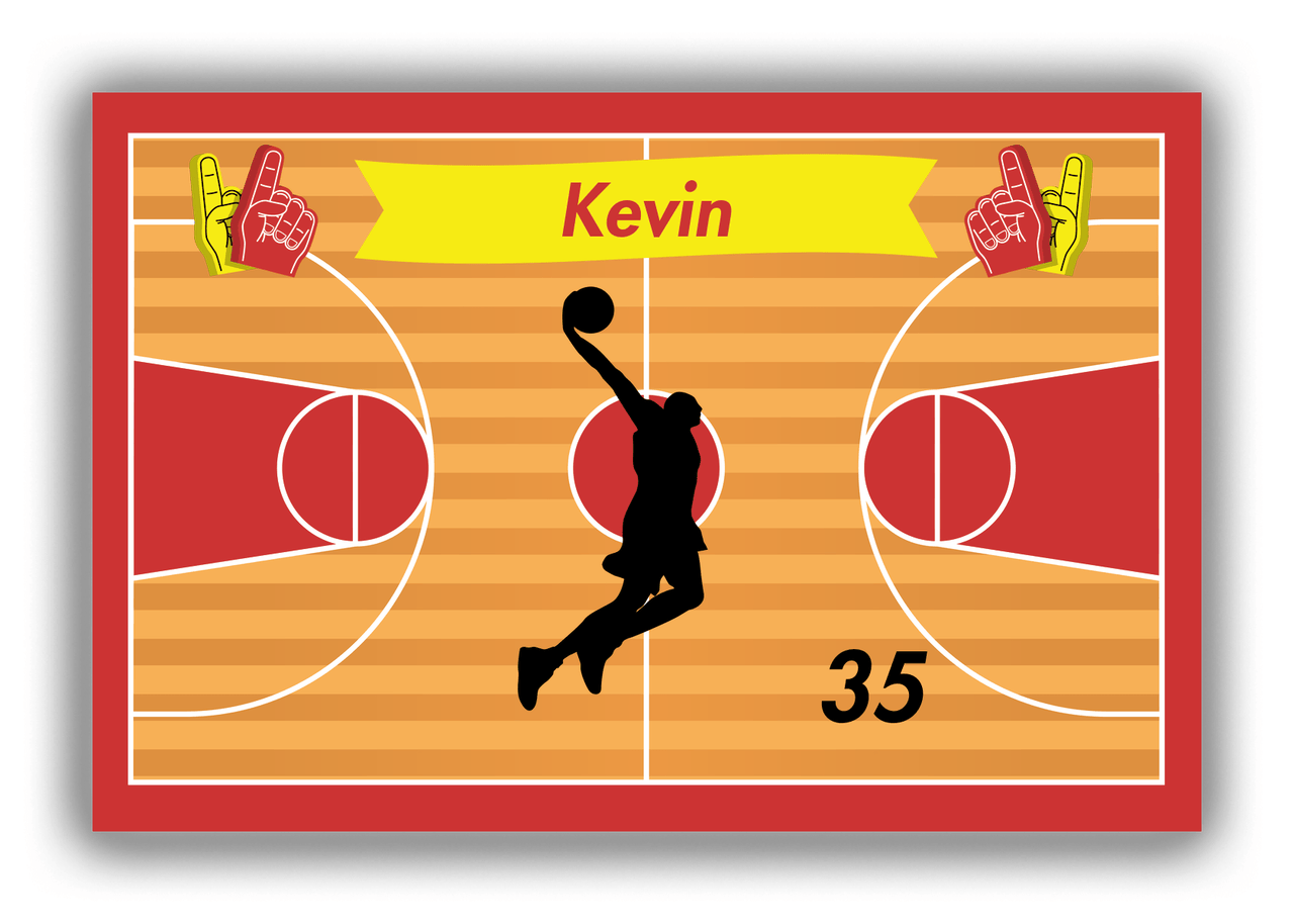 Personalized Basketball Canvas Wrap & Photo Print XIII - Red Background - Silhouette VIII - Front View