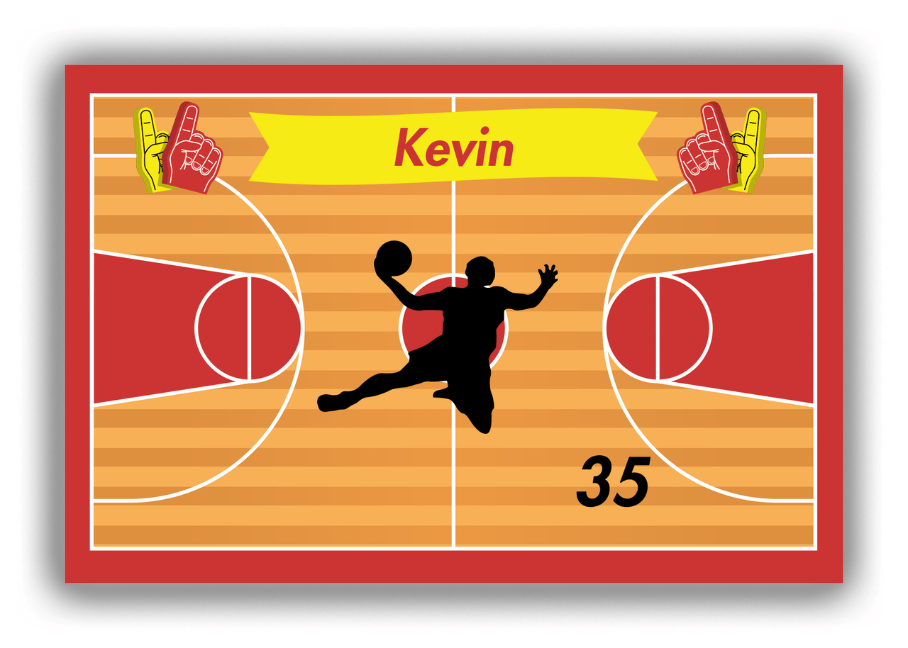 Personalized Basketball Canvas Wrap & Photo Print XIII - Red Background - Silhouette IX - Front View