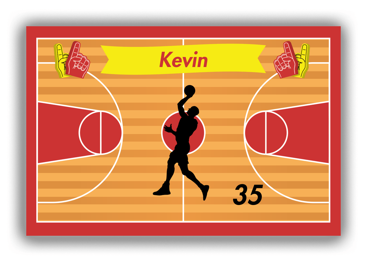 Personalized Basketball Canvas Wrap & Photo Print XIII - Red Background - Silhouette X - Front View