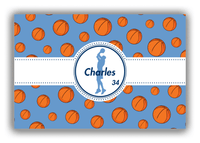 Thumbnail for Personalized Basketball Canvas Wrap & Photo Print XIV - Blue Background - Silhouette I - Front View