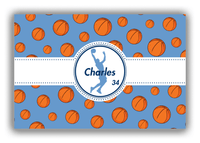Thumbnail for Personalized Basketball Canvas Wrap & Photo Print XIV - Blue Background - Silhouette II - Front View