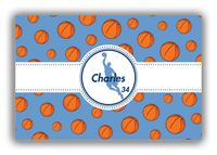 Thumbnail for Personalized Basketball Canvas Wrap & Photo Print XIV - Blue Background - Silhouette III - Front View