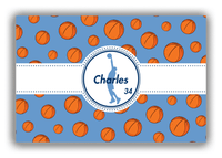 Thumbnail for Personalized Basketball Canvas Wrap & Photo Print XIV - Blue Background - Silhouette IV - Front View