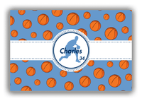 Thumbnail for Personalized Basketball Canvas Wrap & Photo Print XIV - Blue Background - Silhouette V - Front View