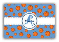 Thumbnail for Personalized Basketball Canvas Wrap & Photo Print XIV - Blue Background - Silhouette VI - Front View