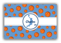 Thumbnail for Personalized Basketball Canvas Wrap & Photo Print XIV - Blue Background - Silhouette VIII - Front View