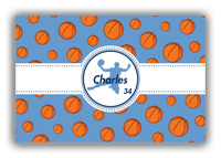 Thumbnail for Personalized Basketball Canvas Wrap & Photo Print XIV - Blue Background - Silhouette IX - Front View
